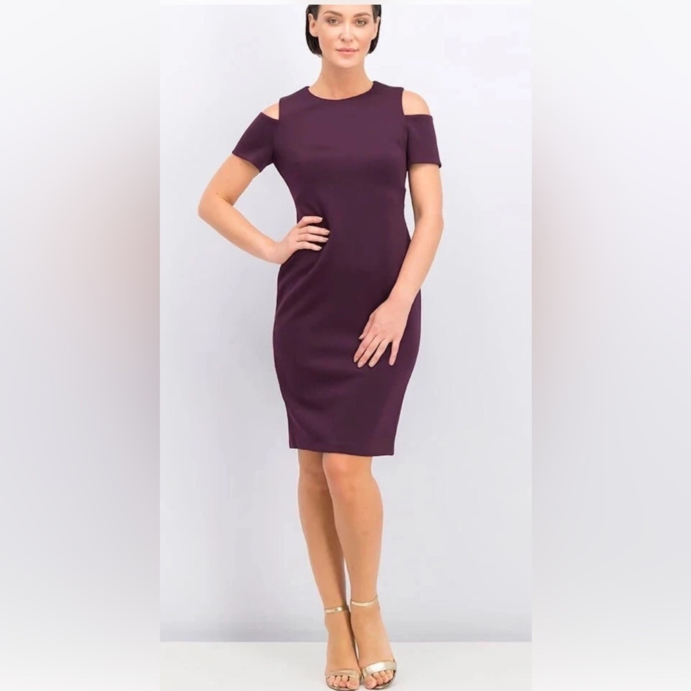 Dave & Johnny Elegant Burgundy Cold Shoulder Dress